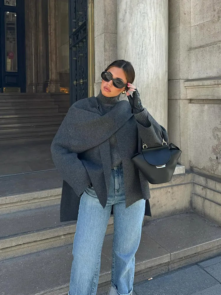 Chloe | Women Elegant Draped Cape Coat