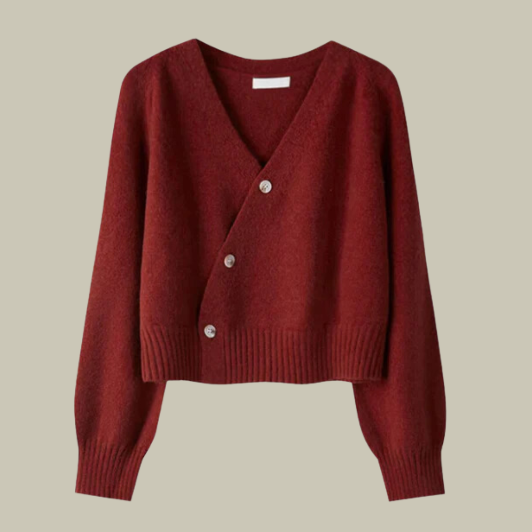 Harper | Women’s Cross Button V Neck Merino And Wool Sweaters