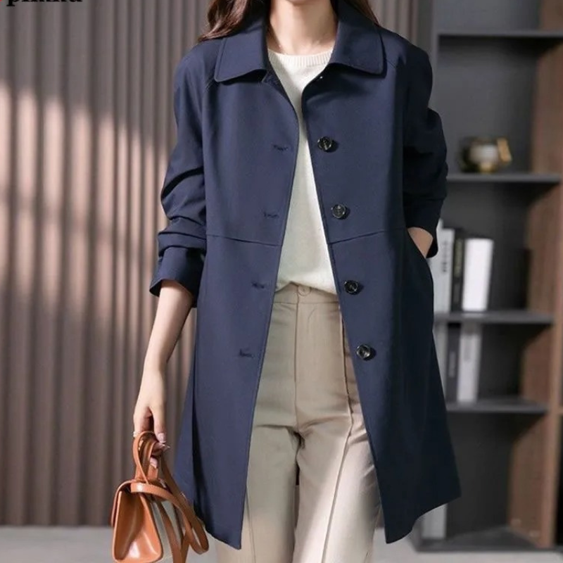 Sarah | Women’s Casual Button Front Long Trench Coat