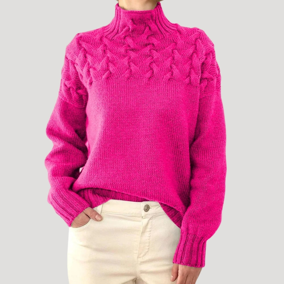 Emma | Women’s Spring Cable High-Neck Sweater
