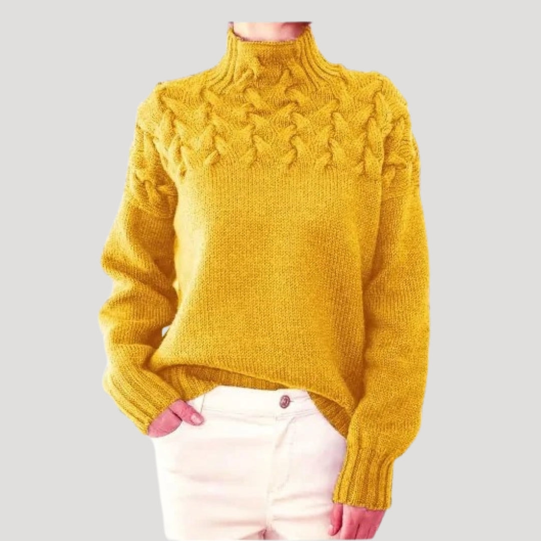 Emma | Women’s Spring Cable High-Neck Sweater