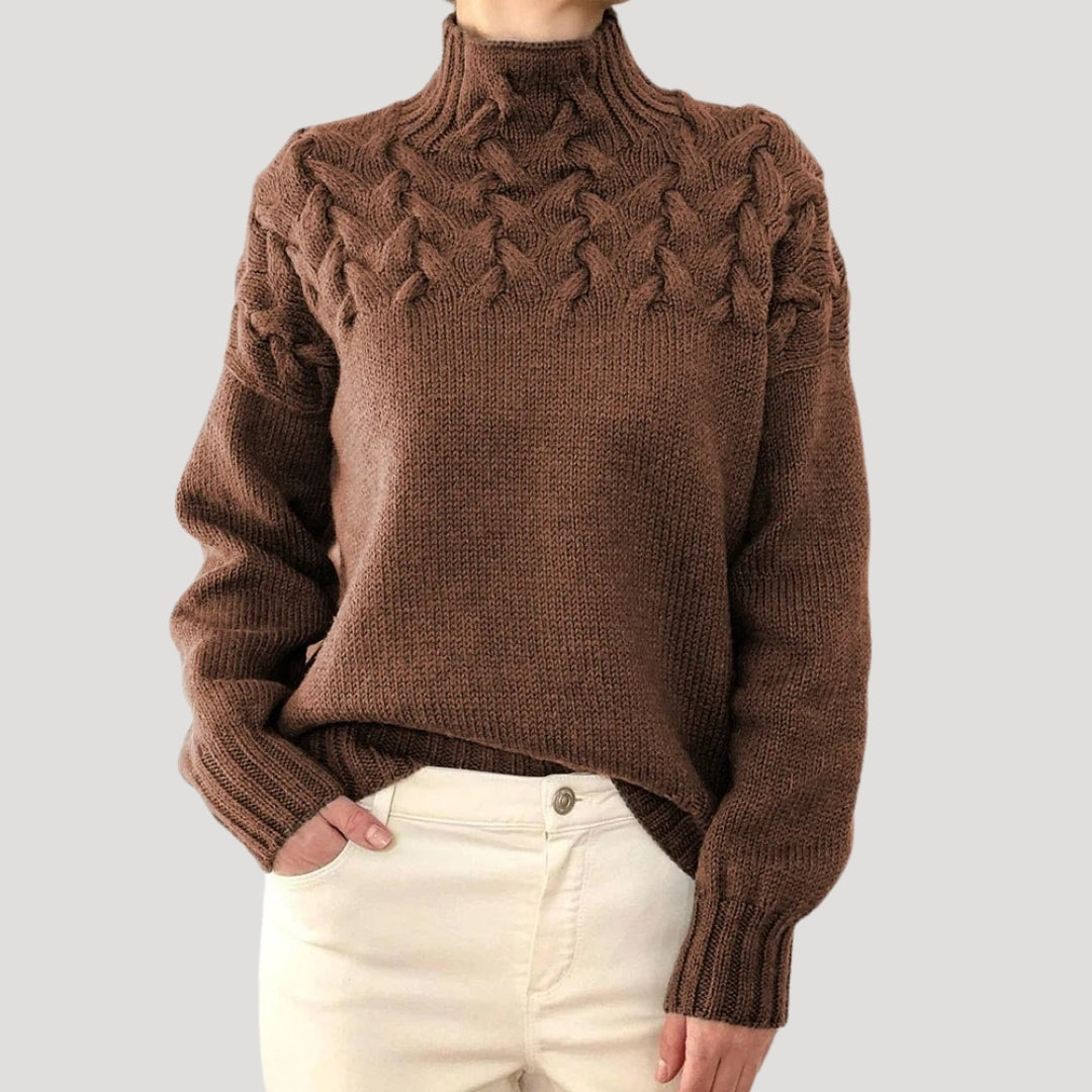 Emma | Women’s Spring Cable High-Neck Sweater