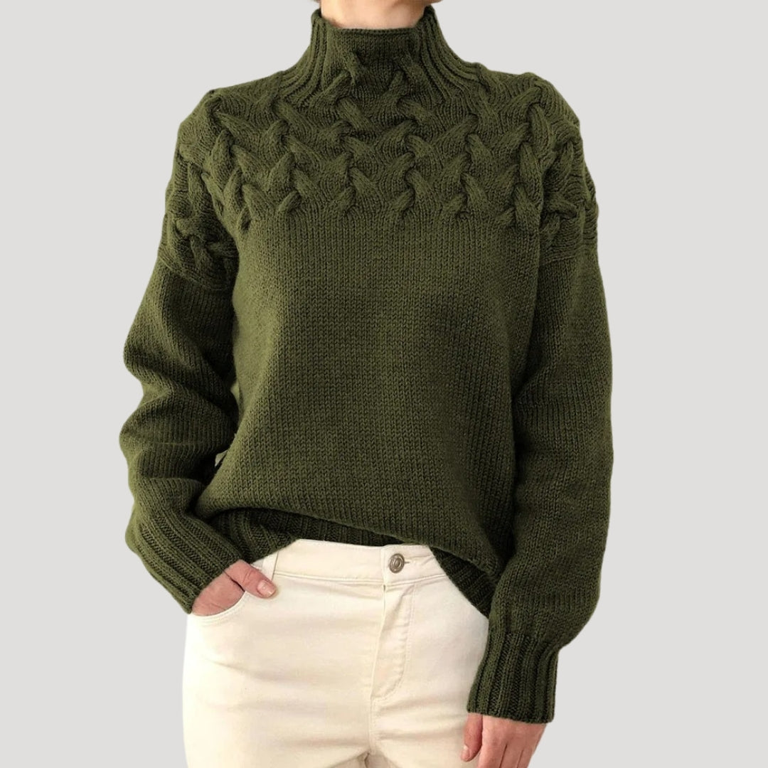Emma | Women’s Spring Cable High-Neck Sweater