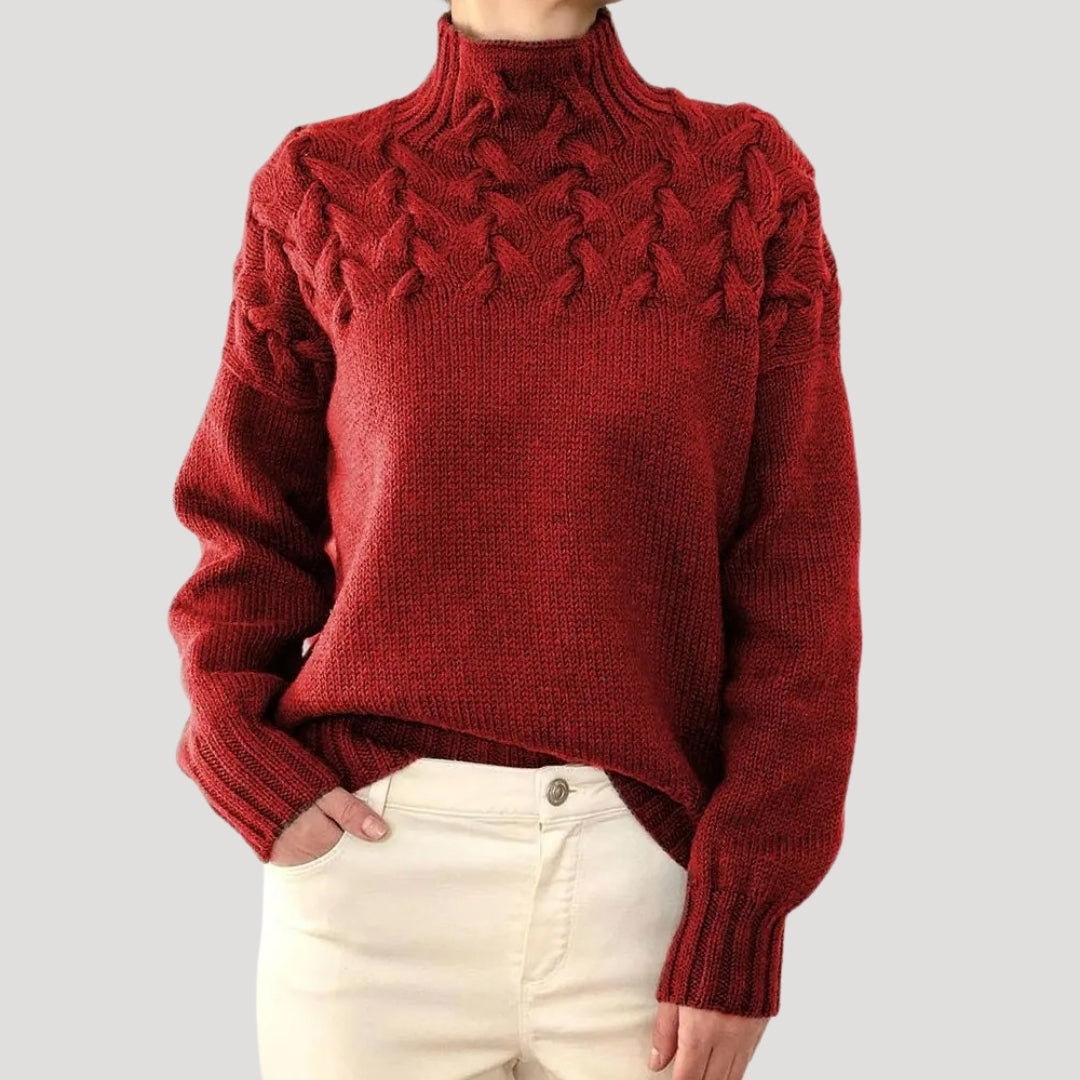 Emma | Women’s Spring Cable High-Neck Sweater
