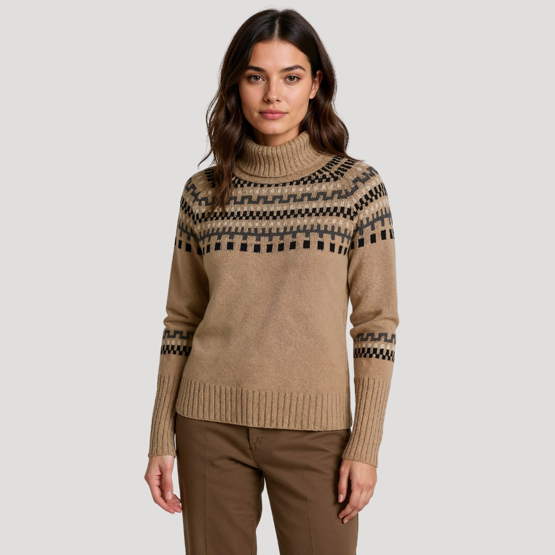 Addison | Women’s Spring Patterned Turtleneck Knit Sweater