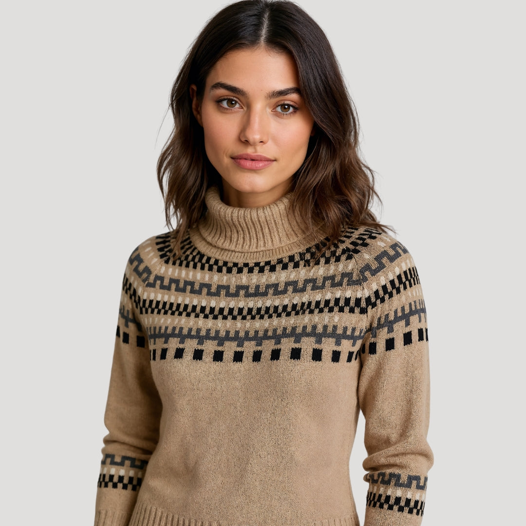 Addison | Women’s Spring Patterned Turtleneck Knit Sweater