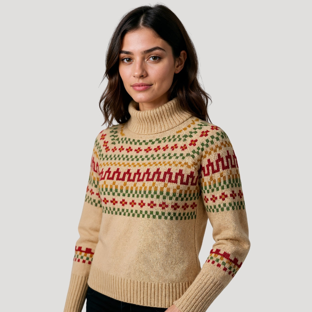 Addison | Women’s Spring Patterned Turtleneck Knit Sweater