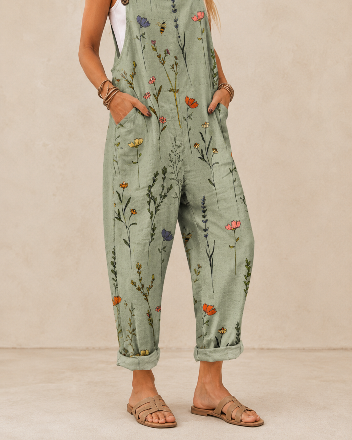 Comfortable Printed Overalls