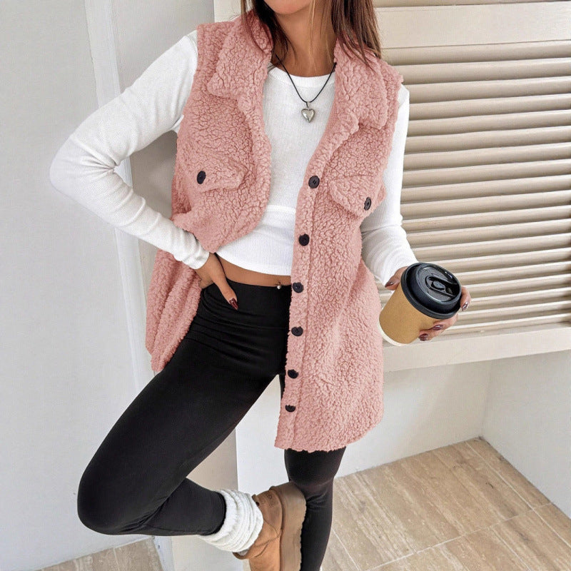 Chloé Montclair Button-Front Plush Teddy Vest