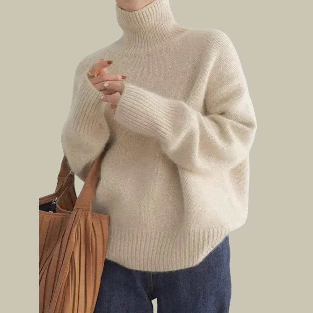 Hazel | Women’s High Neck Relaxed Fit Merino And Wool Sweaters