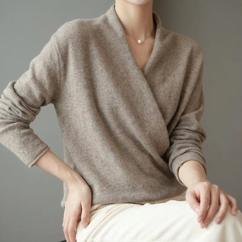 Hudson and Mark Warm Wool Blend Crossed Wrap Sweater