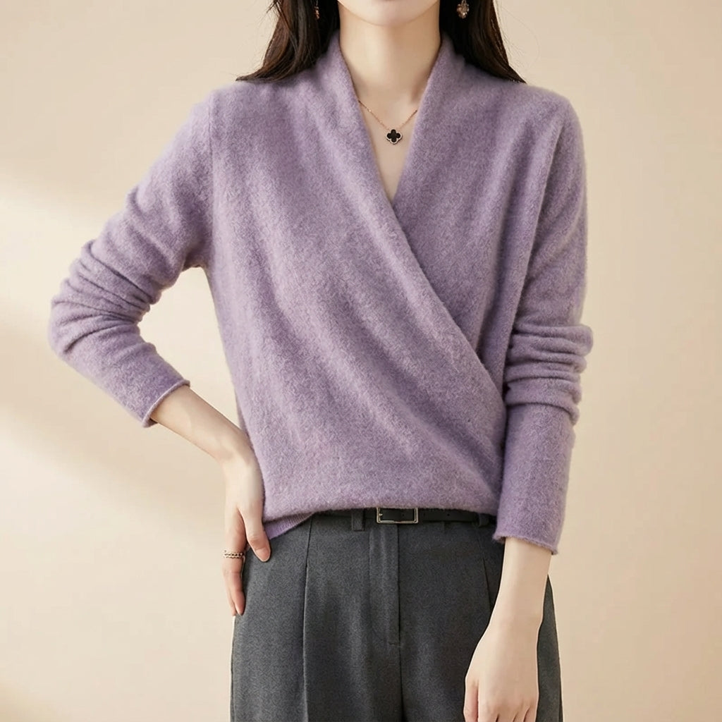 Wool blend wrap sweater