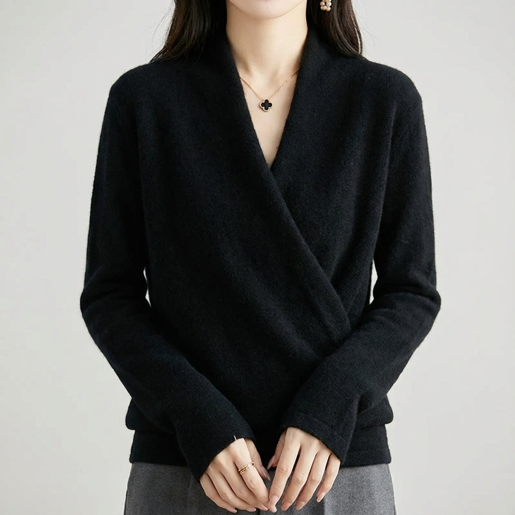 Wool blend wrap sweater