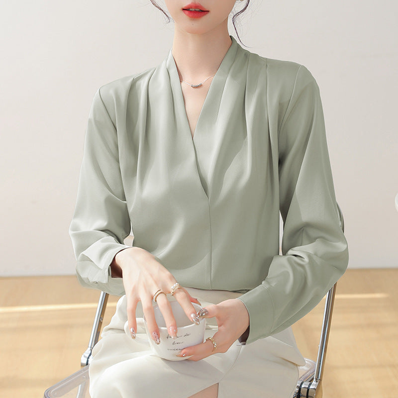 Ava V-Neck Satin Blouse