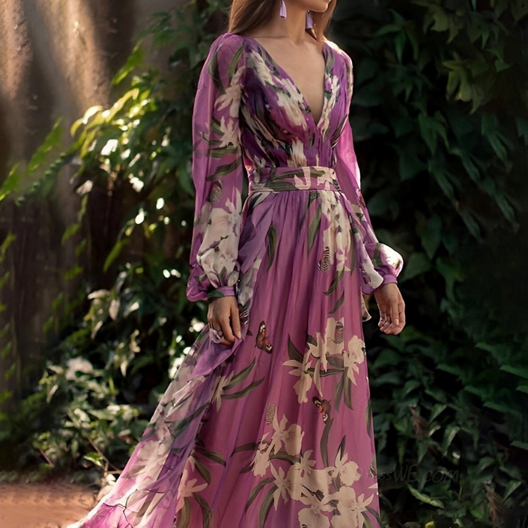 Abigail | Women’s Comfortable Floral V-Neck Maxi Dress
