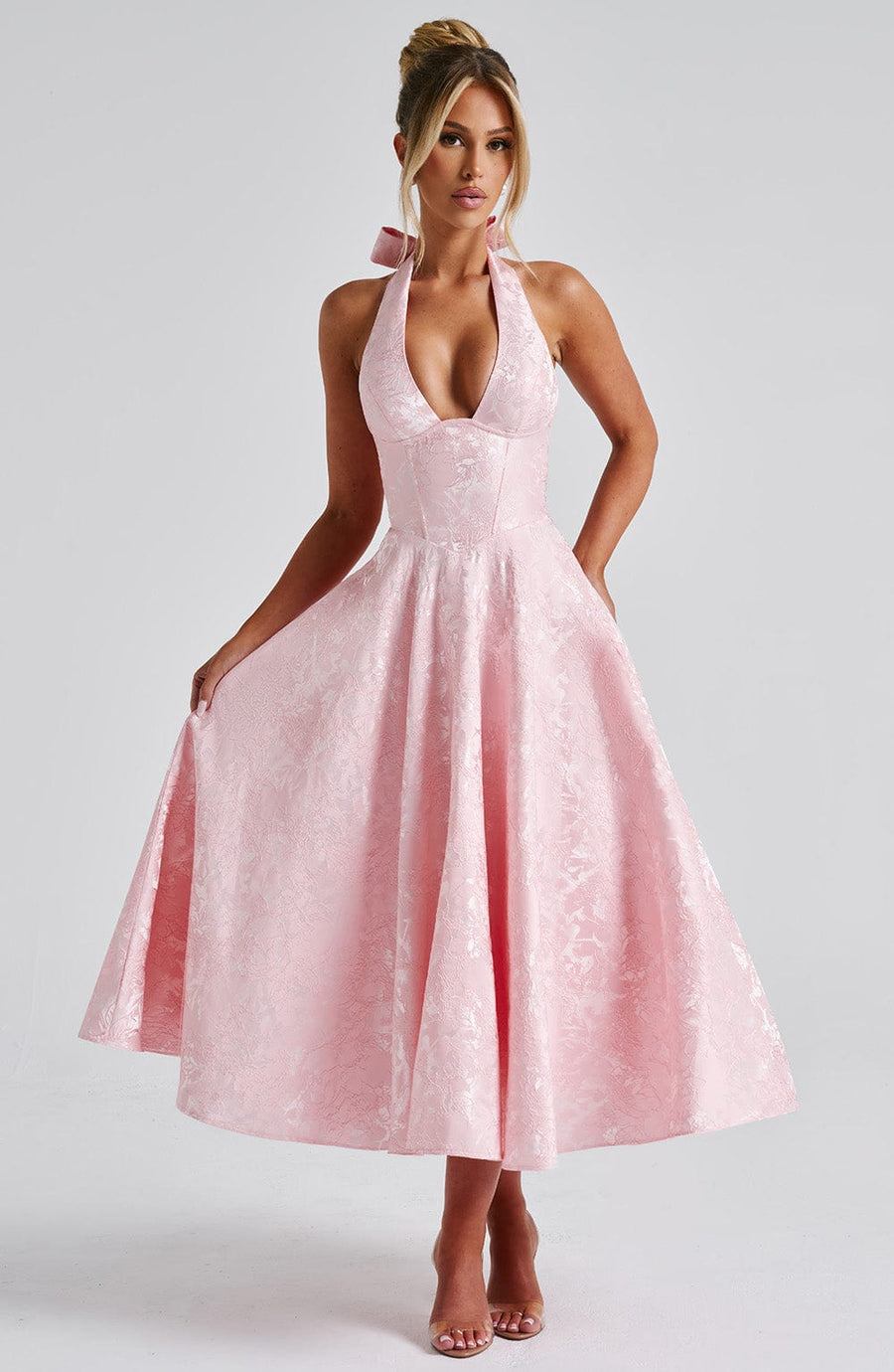 Clara | Women Wedding Guest Halter Midi Dress