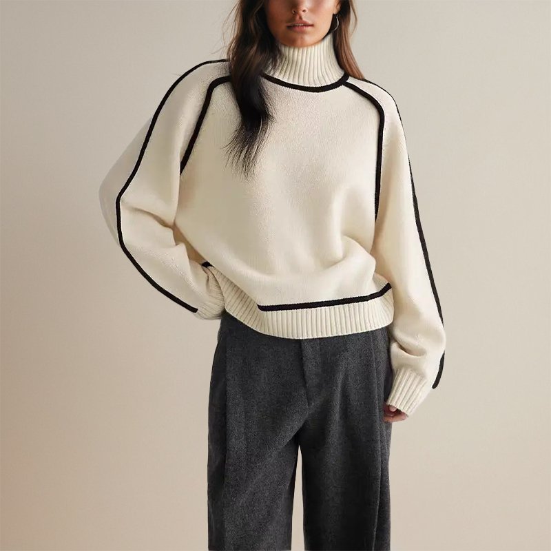 Michelle | Women’s Winter Color Block Turtleneck Sweater