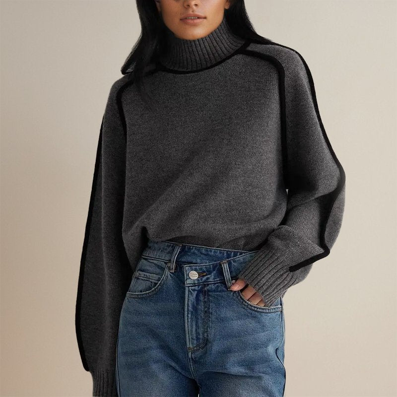 Michelle | Women’s Winter Color Block Turtleneck Sweater