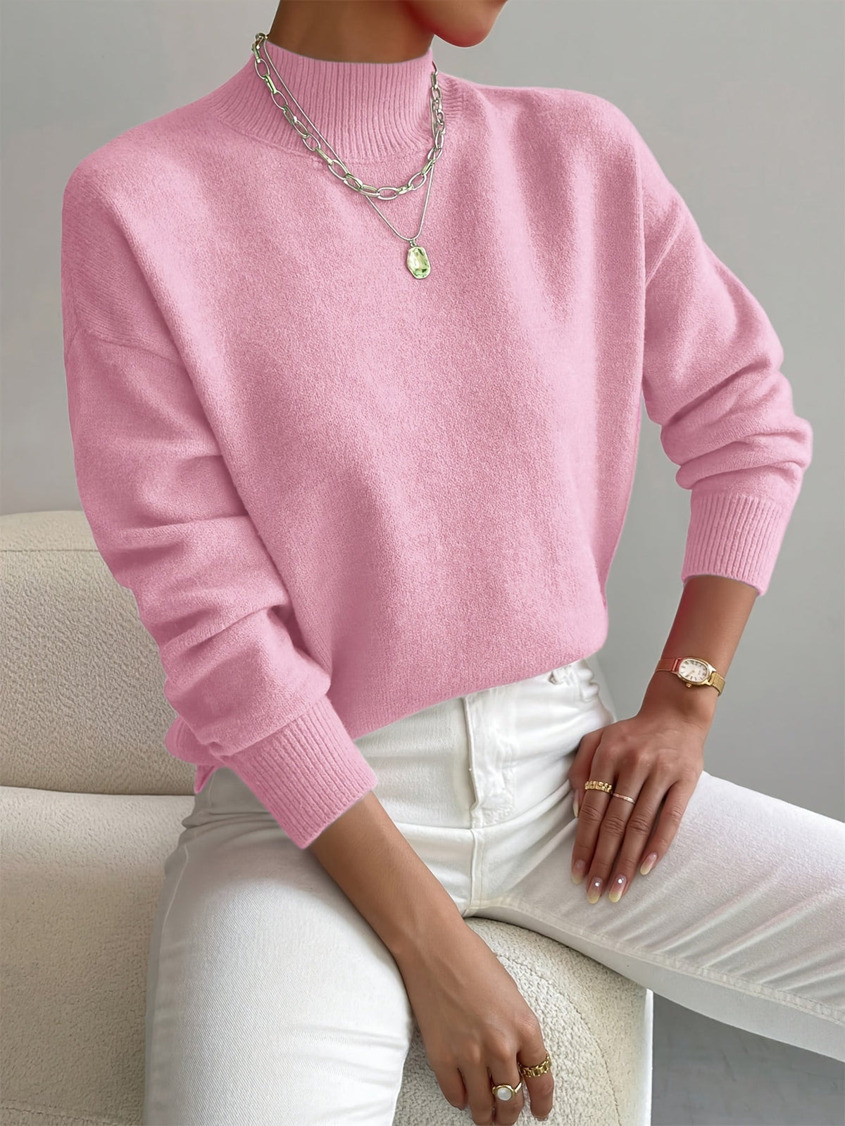 Emma | Women’s Spring Comfortable Mock Neck Sweater