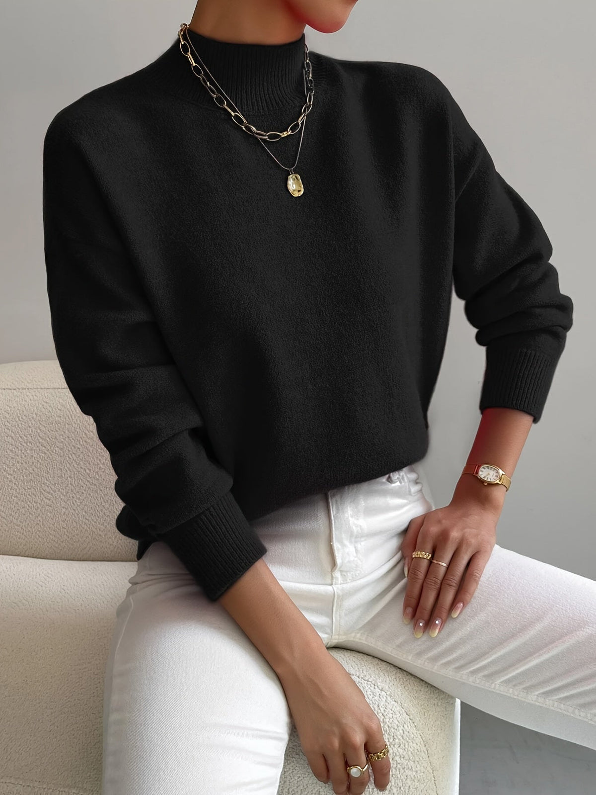 Emma | Women’s Spring Comfortable Mock Neck Sweater