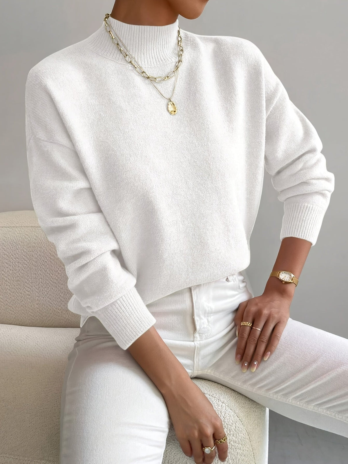 Emma | Women’s Spring Comfortable Mock Neck Sweater