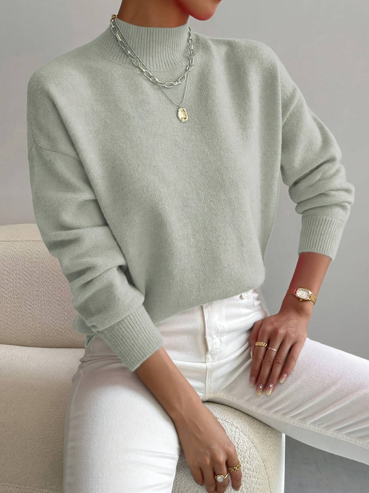 Emma | Women’s Spring Comfortable Mock Neck Sweater