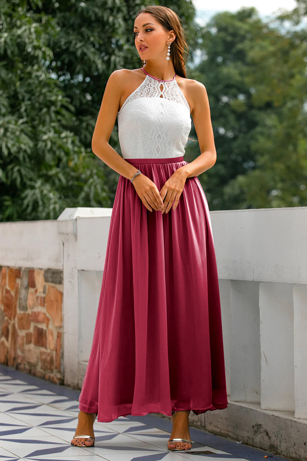 Claire | Women Wedding Guest Halter Maxi Dress