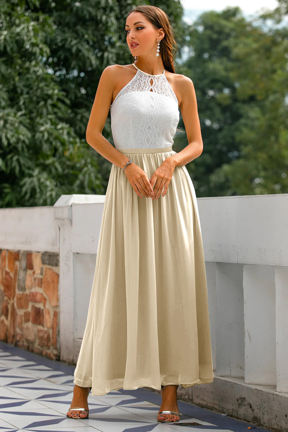 Claire | Women Wedding Guest Halter Maxi Dress