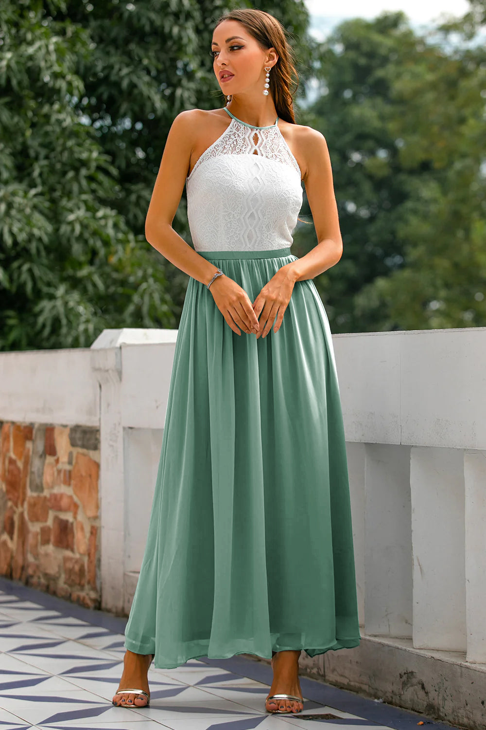 Claire | Women Wedding Guest Halter Maxi Dress