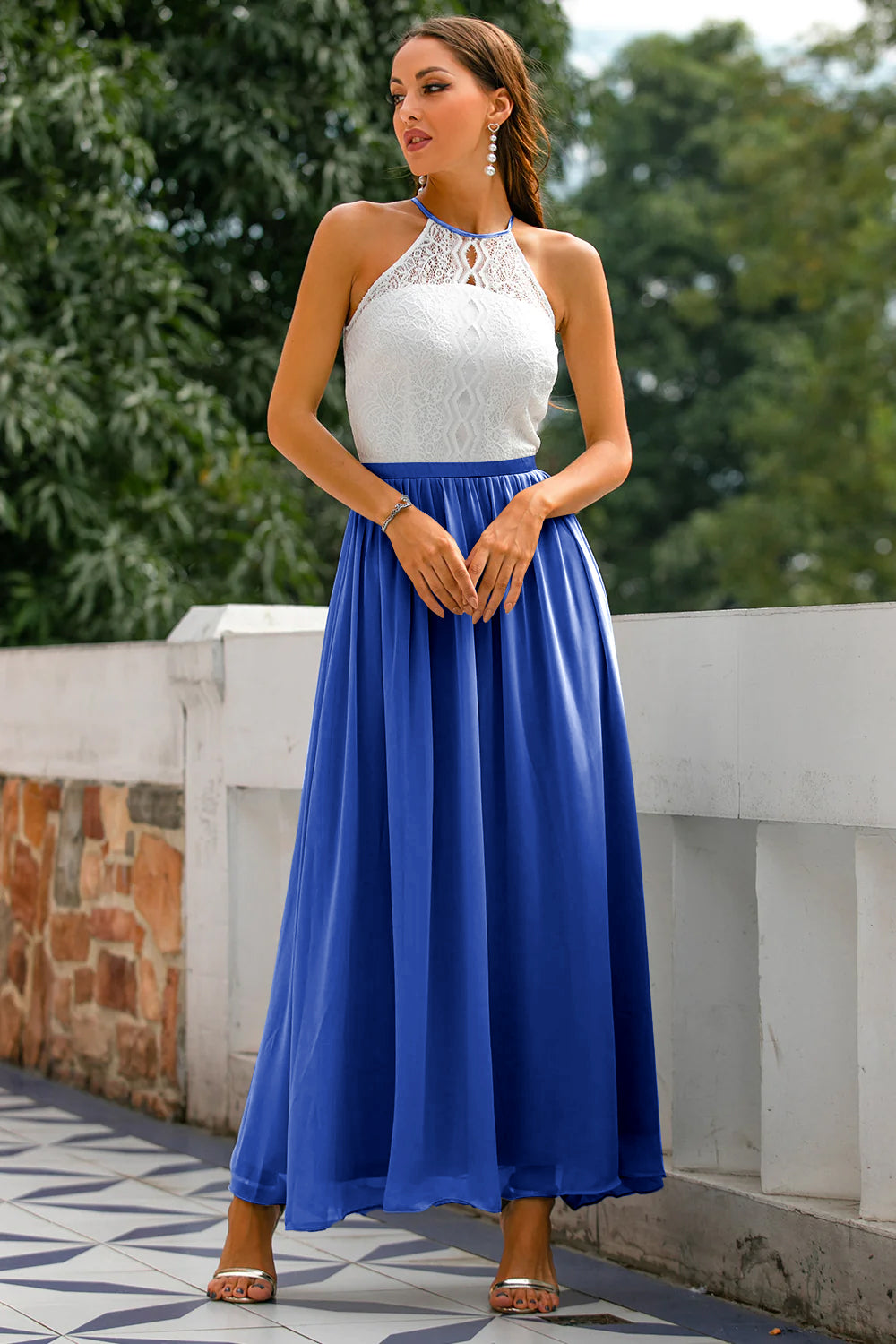 Claire | Women Wedding Guest Halter Maxi Dress